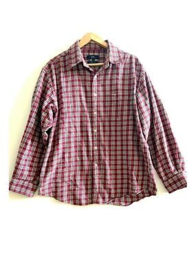 Bossini Clothing Leisure Fit Red Plaid Long Sleeve 100% Cotton Shirt Siz…
